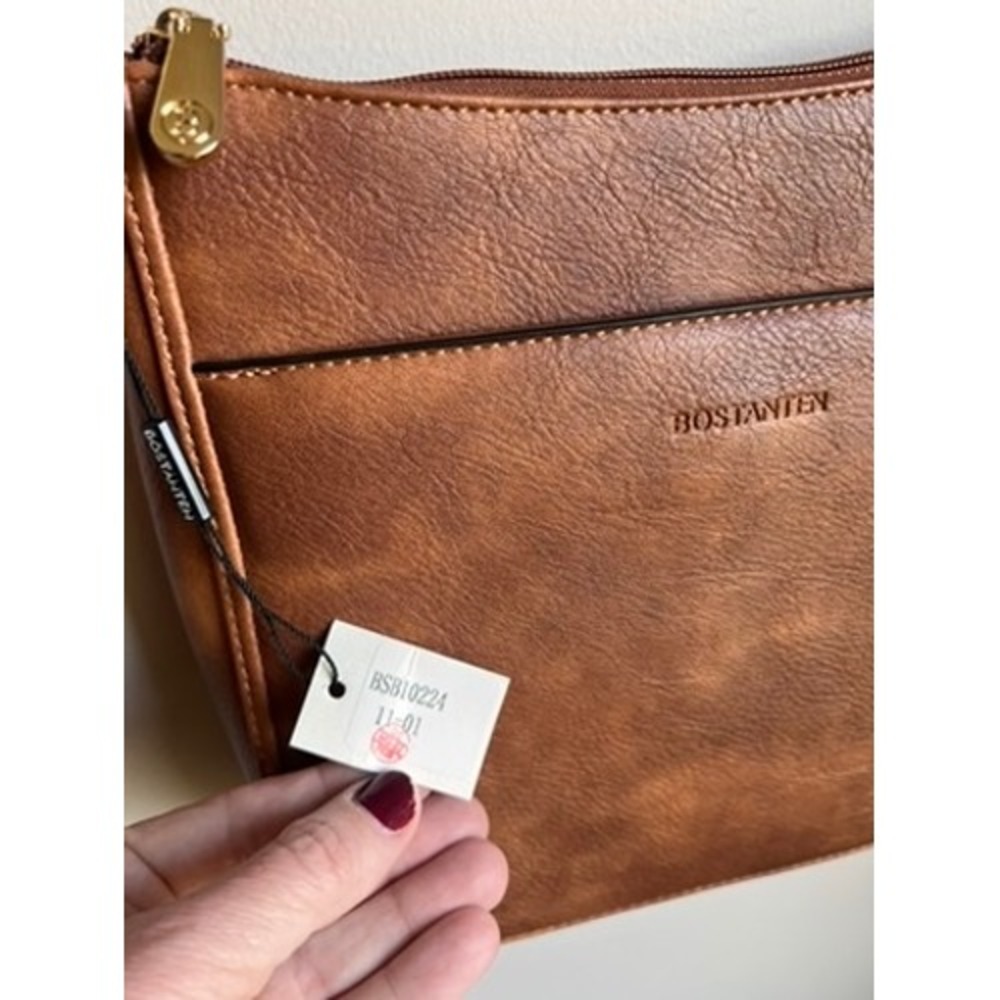 Bostanten Brown Vegan Leather Crossbody Bag Guitar Strap BSB10224 NEW - Picture 3 of 16